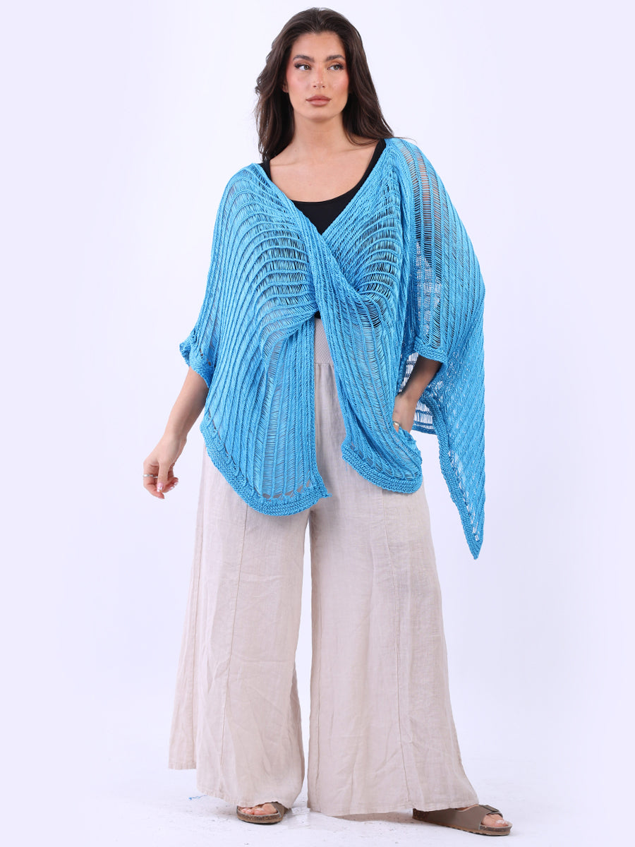 Drop Neck Front Wrap Knitted Beach Cover-Up