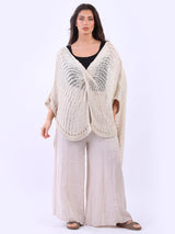 Drop Neck Front Wrap Knitted Beach Cover-Up