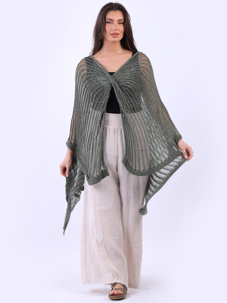 Drop Neck Front Wrap Knitted Beach Cover-Up