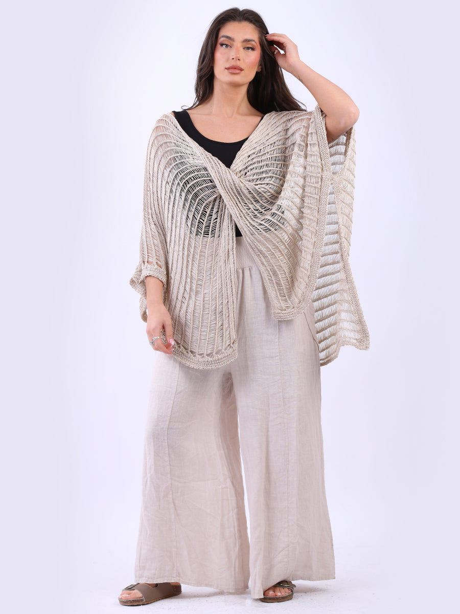 Drop Neck Front Wrap Knitted Beach Cover-Up