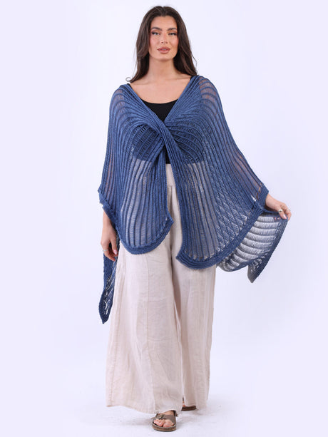 Drop Neck Front Wrap Knitted Beach Cover-Up