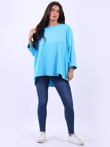 Glittery Star Plus Size Baggy Cotton Tunic