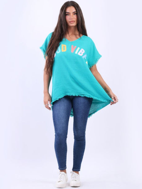 V-Neck Cotton Lagenlook T-Shirt