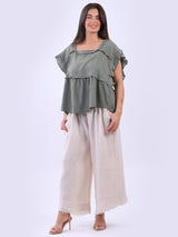 Hop Sack Linen Crop Boxy Top