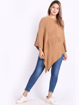 Italian Women Cozy Star Knitted Poncho