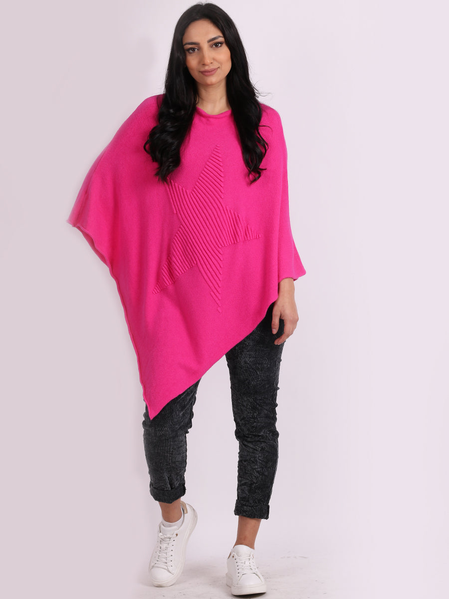 Italian Women Cozy Star Knitted Poncho