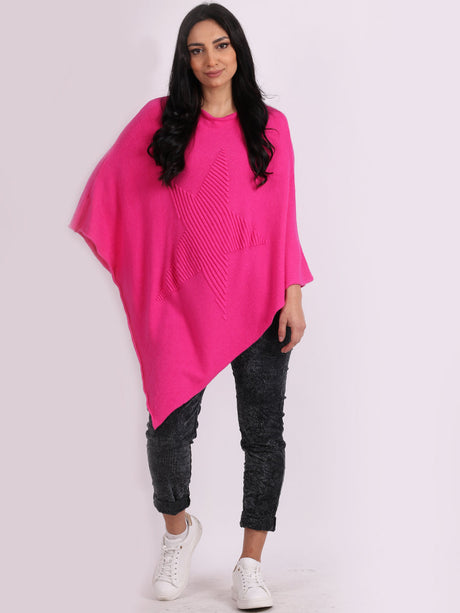 Italian Women Cozy Star Knitted Poncho