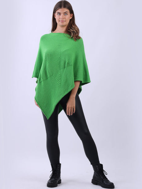 Italian Women Cozy Star Knitted Poncho