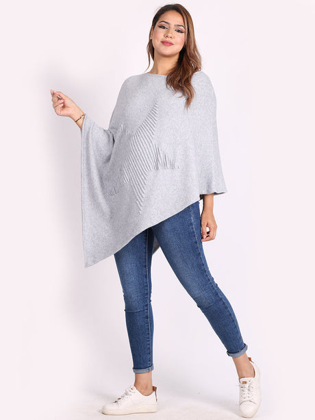 Italian Women Cozy Star Knitted Poncho