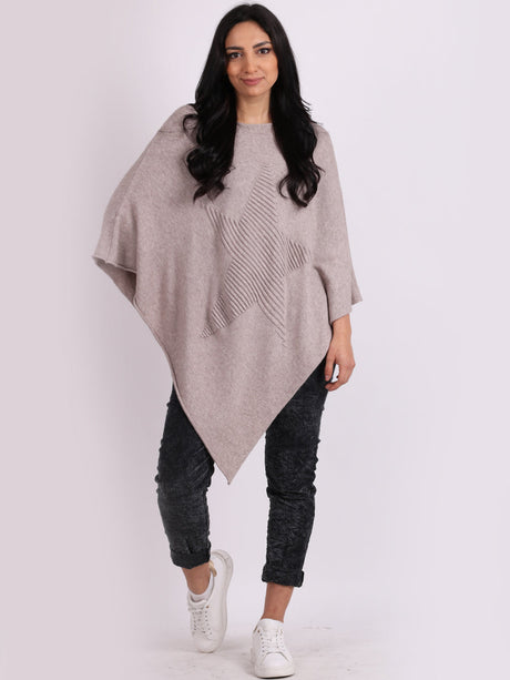 Italian Women Cozy Star Knitted Poncho