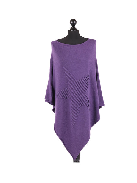 Italian Women Cozy Star Knitted Poncho