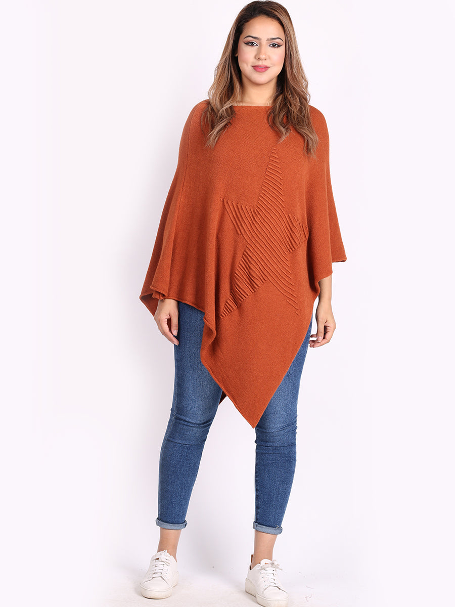 Italian Women Cozy Star Knitted Poncho