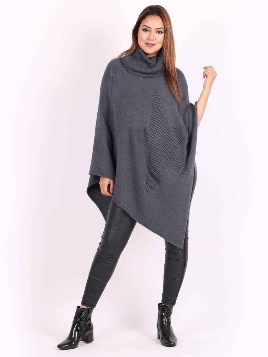 Modish Knitted Star Ladies Cowl Neck Poncho