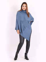 Modish Knitted Star Ladies Cowl Neck Poncho