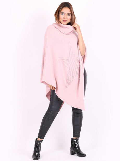 Modish Knitted Star Ladies Cowl Neck Poncho