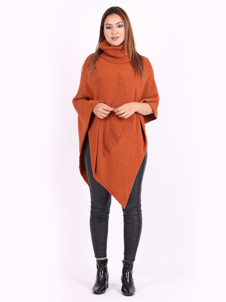 Modish Knitted Star Ladies Cowl Neck Poncho