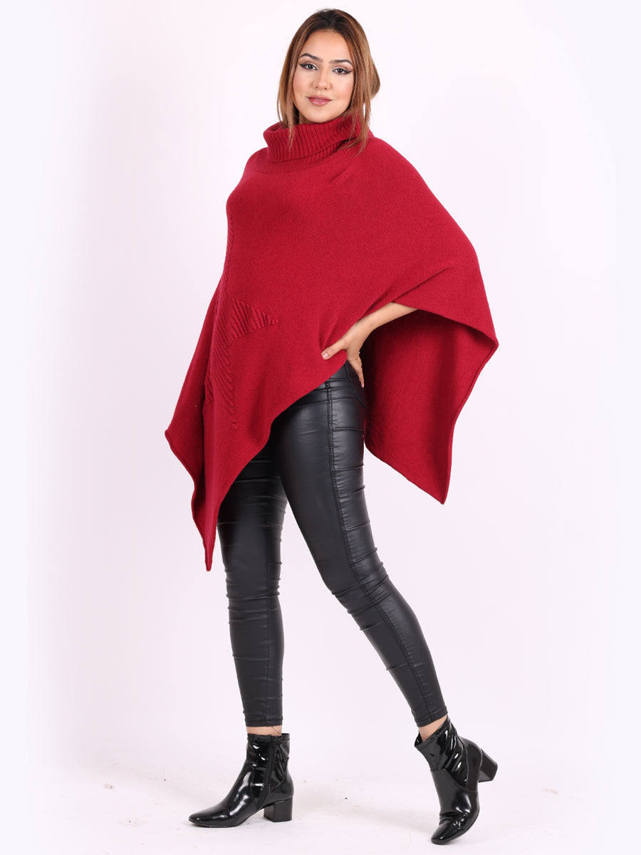 Modish Knitted Star Ladies Cowl Neck Poncho