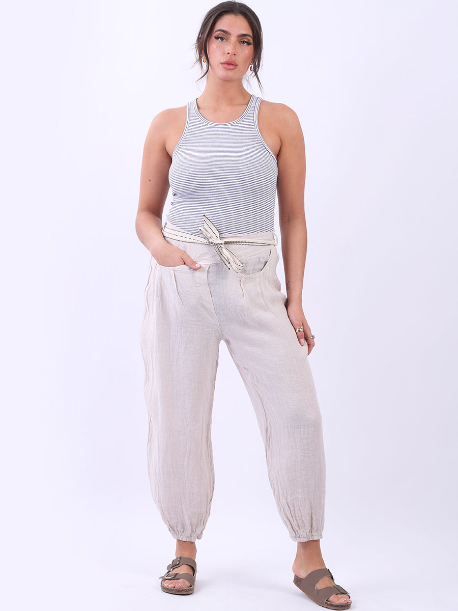 Ladies Plain Linen Casual Summer Trouser