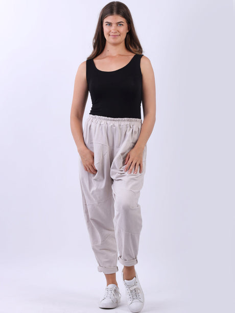 Ladies Plain Casual Relaxed Fit Cotton Trouser