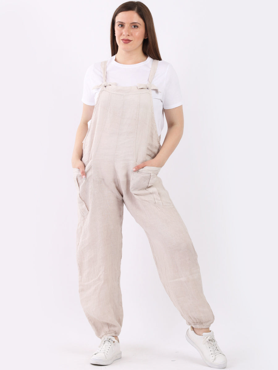 Italian Plain Linen Dungaree