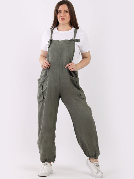 Italian Plain Linen Dungaree