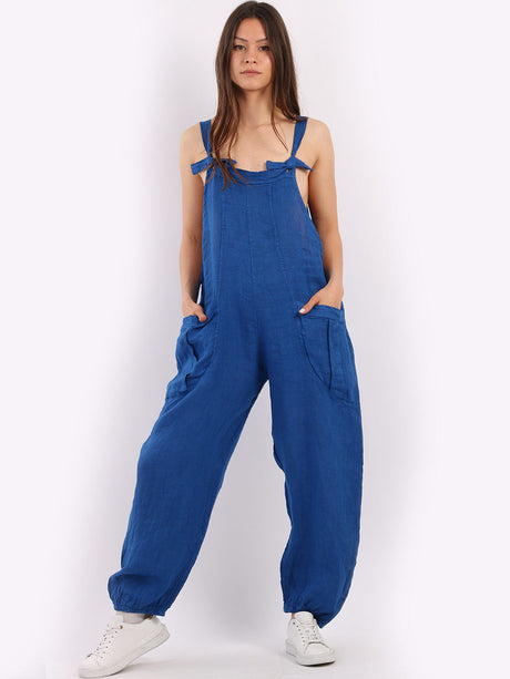 Italian Plain Linen Dungaree