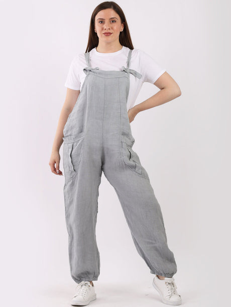 Italian Plain Linen Dungaree