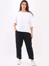 Italian Plain Ladies Linen Trouser