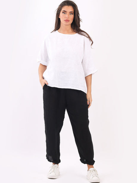 Italian Plain Ladies Linen Trouser