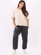 Italian Plain Ladies Linen Trouser