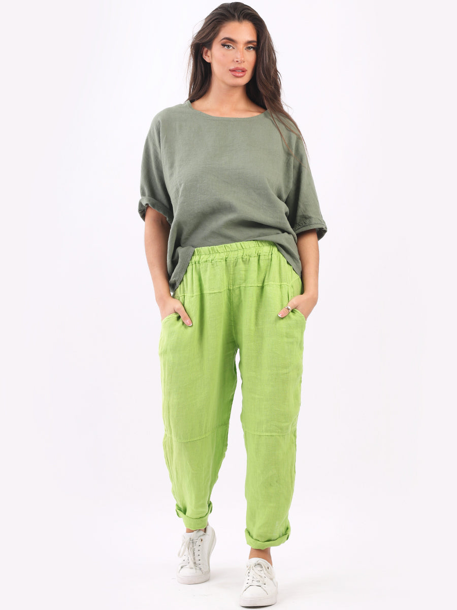 Plain Linen Loose Fit Ladies Slouchy Trouser