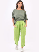 Plain Linen Loose Fit Ladies Slouchy Trouser