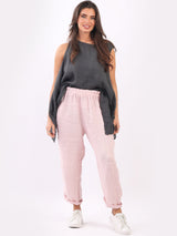 Plain Linen Loose Fit Ladies Slouchy Trouser