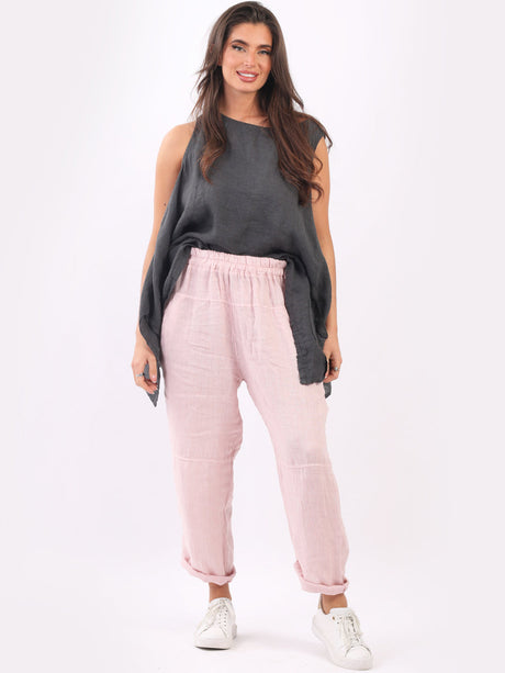 Plain Linen Loose Fit Ladies Slouchy Trouser