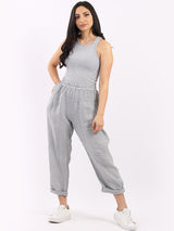 Italian Plain Ladies Linen Trouser