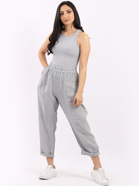 Italian Plain Ladies Linen Trouser