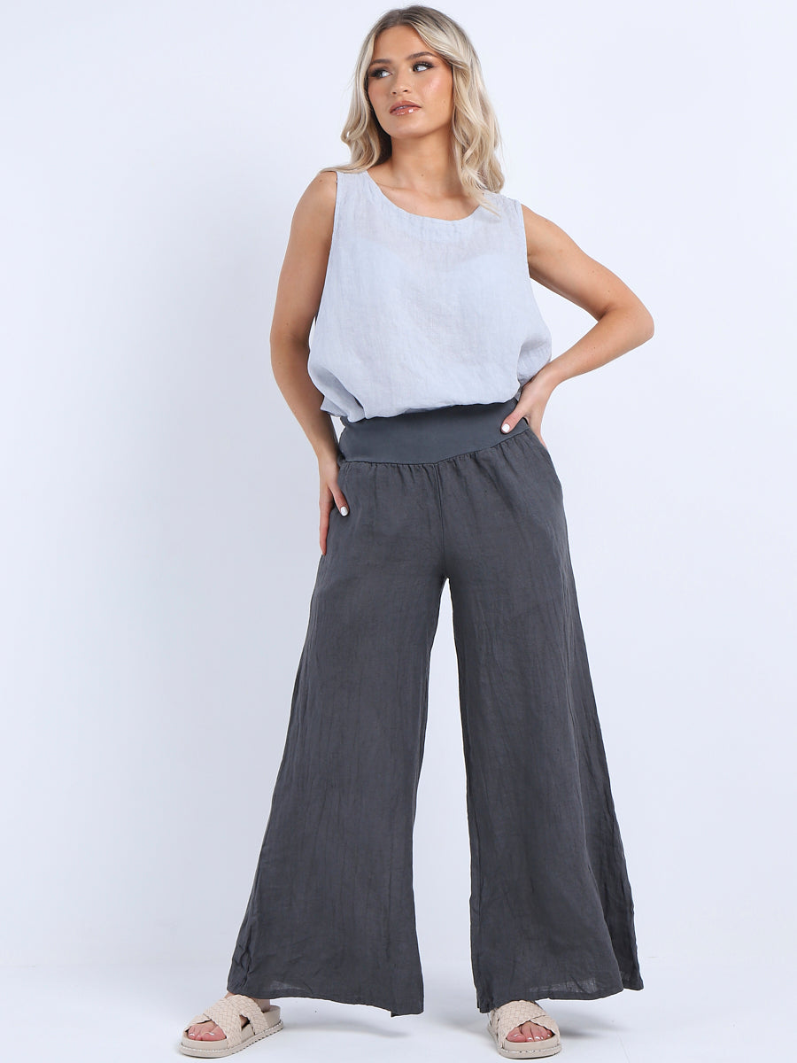 Causal Linen Wide Leg Women Palazzo