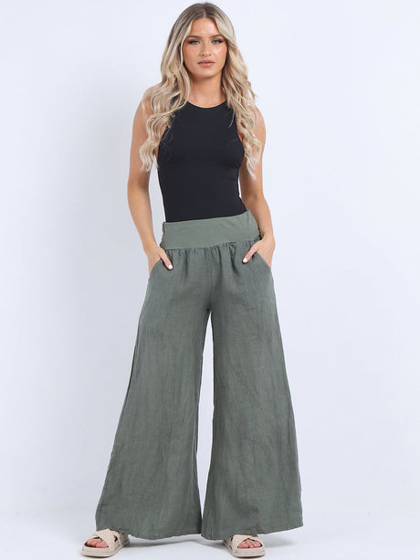 Causal Linen Wide Leg Women Palazzo