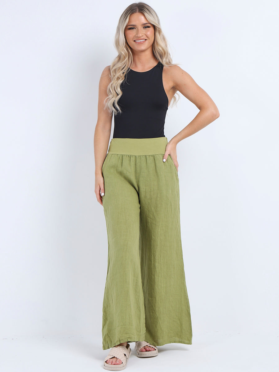 Causal Linen Wide Leg Women Palazzo