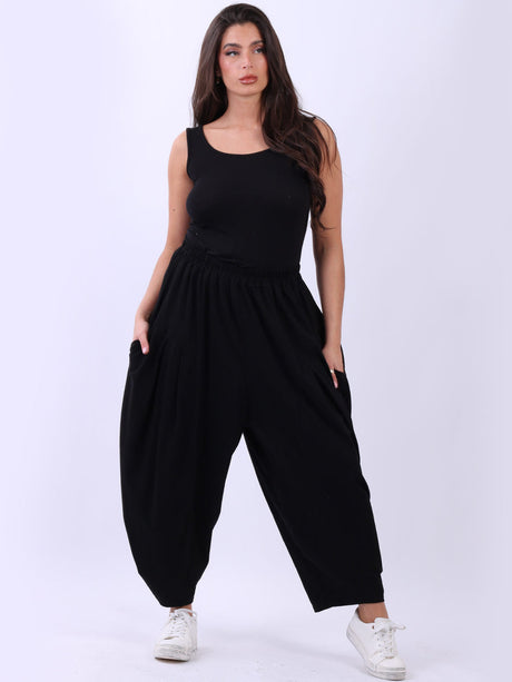 Plus Size Balloon Hem Ladies Cotton Pant