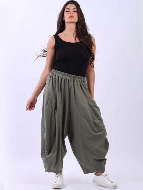 Plus Size Balloon Hem Ladies Cotton Pant