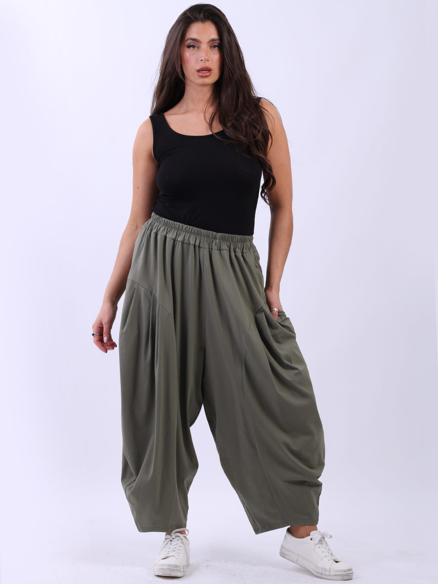 Plus Size Balloon Hem Ladies Cotton Pant