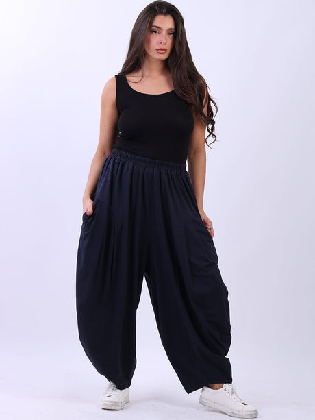 Plus Size Balloon Hem Ladies Cotton Pant