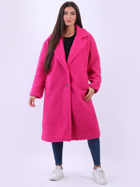 Italian Women Lagenlook Teddy Bear Woolen Coat