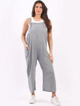 Stripy Print Cotton Pabo Jumpsuit