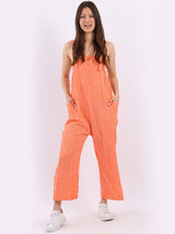 Stripy Print Cotton Pabo Jumpsuit