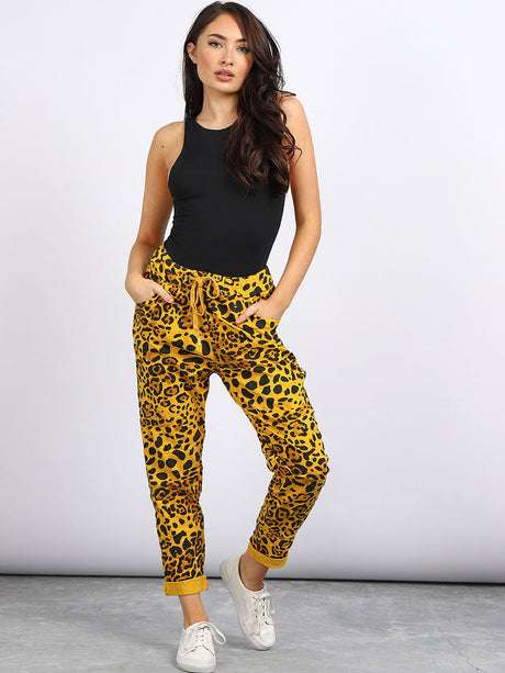 Leopard Print Relaxed Fit Women Magic Pant