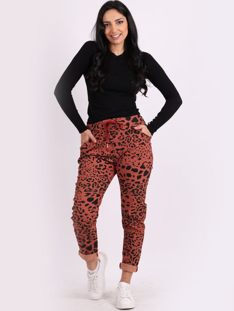 Leopard Print Relaxed Fit Women Magic Pant