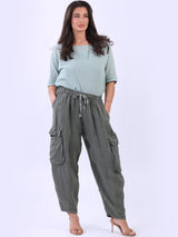 Linen Solid Cargo Trouser