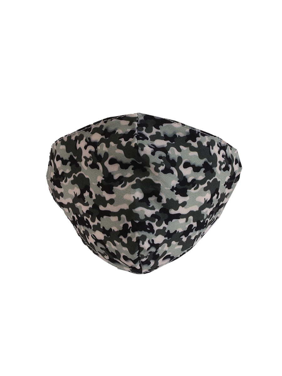 Italian Made Camouflage Print Reusable Cotton Face Masks-Khaki 